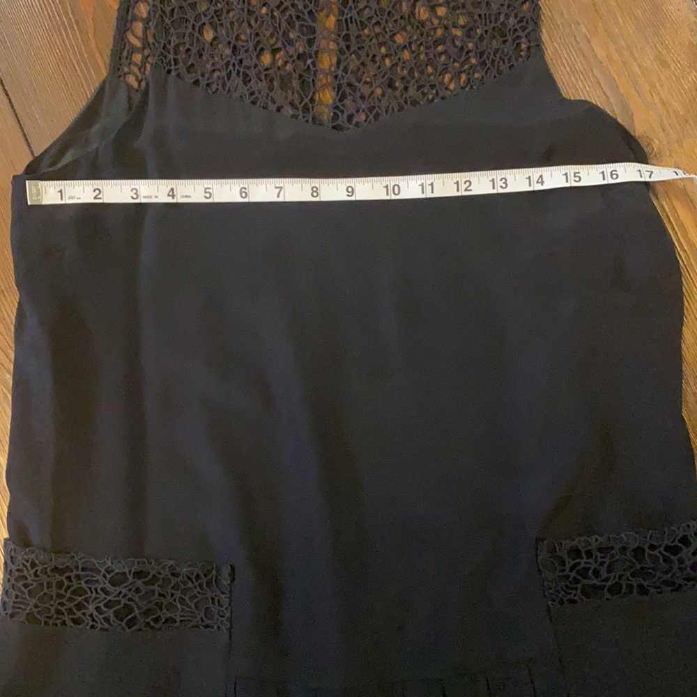 Rag and Bone Silk Dress with Crochet Netting Detail at Neck and Pockets. - Picture 9 of 10